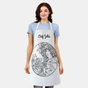 Tablier Femme Art Nouveau Vintage avec Fleurs