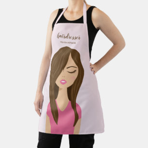 Tablier Femme aux cheveux bruns avec coiffeuse aux cheveux