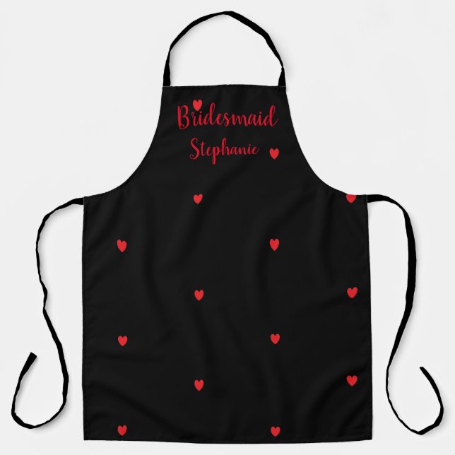 Tablier Femme de mariée Mariage Motif du coeur rouge (Recto)