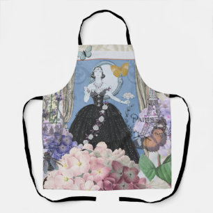 Tablier Femme élégante bleue Robe florale Chic