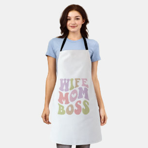 Tablier Femme Maman Boss Retro Script Fête des mères
