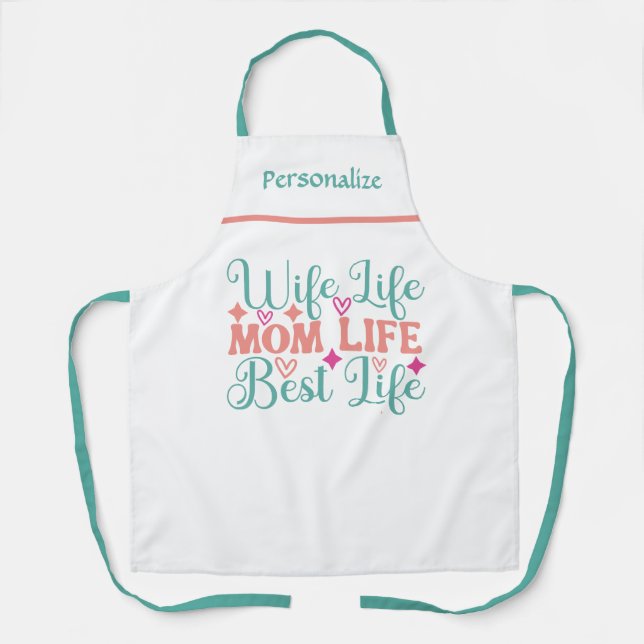 Tablier Femme Maman Meilleure vie Cadeau pour Maman Cuisin (Recto)