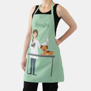 Tablier Femme vétérinaire avec des animaux et nom personna