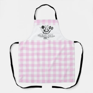 Tablier Femmes à plaid rose personnalisé
