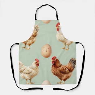 Tablier Ferme de poules réalistes motif d'œufs frais