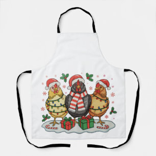 Tablier Ferme de poulets de Noël Lumières de Noël Famille 
