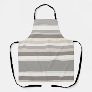 Tablier Ferme élégante taupe crème et gris rayé
