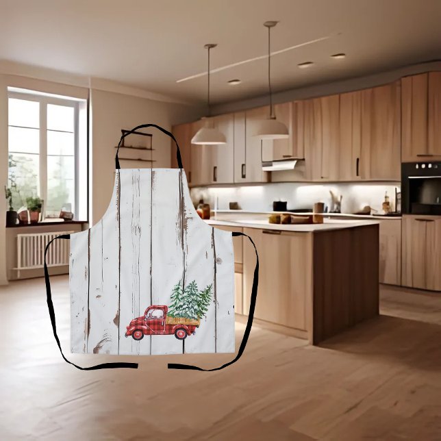 Tablier Ferme rustique Camion rouge en bois désorganisé (Créateur téléchargé)
