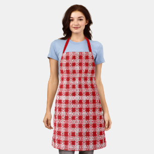 Tablier Ferme vintage en dentelle rouge de Noël