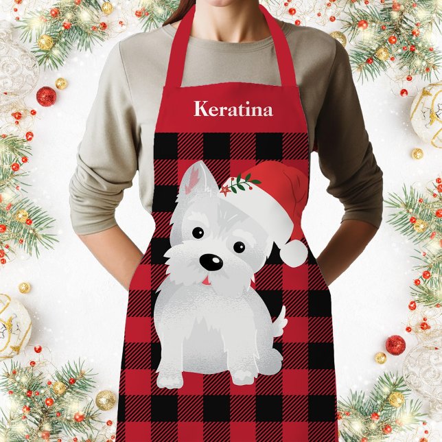Tablier Festie chien Westie Santa Hat Buffalo Chèque Plaid (West Highland Dog
With Santa Hat Buffalo
Plaid Apron, Customize, Personalize)