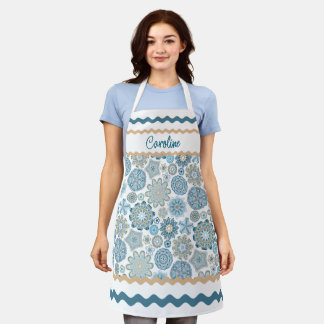 Tablier Festif Chic Floral Mandala Flakes Motif