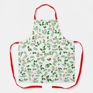 Tablier Festif Holly Berry Vacances vertes Imprimer Apron