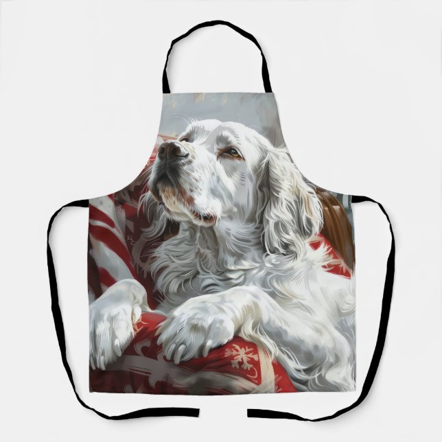 Tablier Festive de Noël de Chien Setter anglais (Recto)
