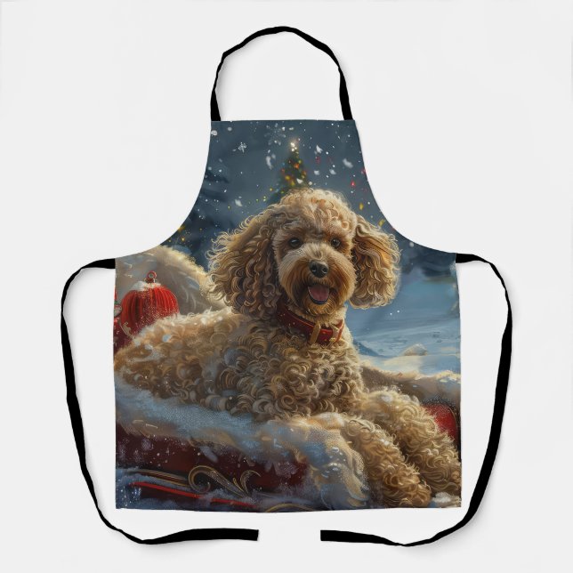 Tablier Festive de Noël du chien de caniche (Recto)