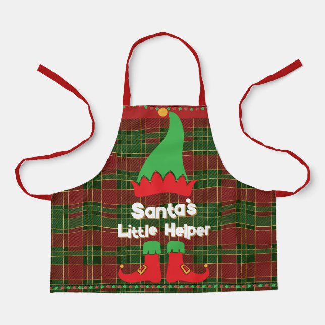 Tablier Festive Elf Santa's Little Helper Red Green Tartan (Recto)
