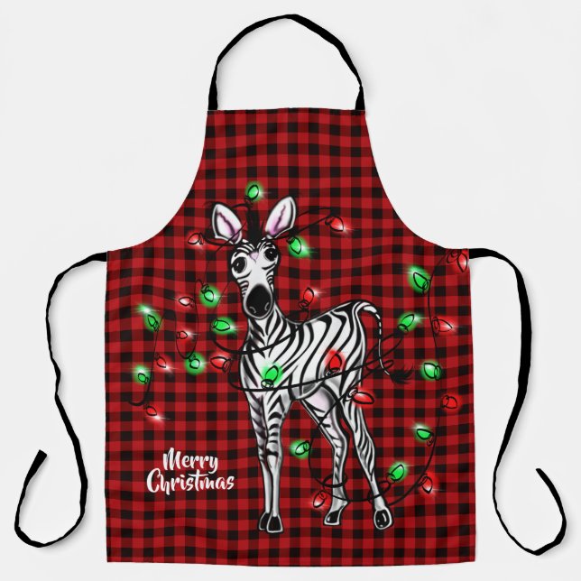Tablier Festive Holiday Zebra, scintillement de buffle lég (Recto)