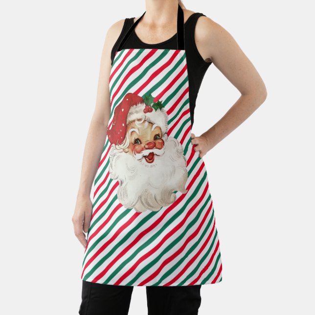 Tablier Festive Stripe Red Green From Santa Gift (Insitu)