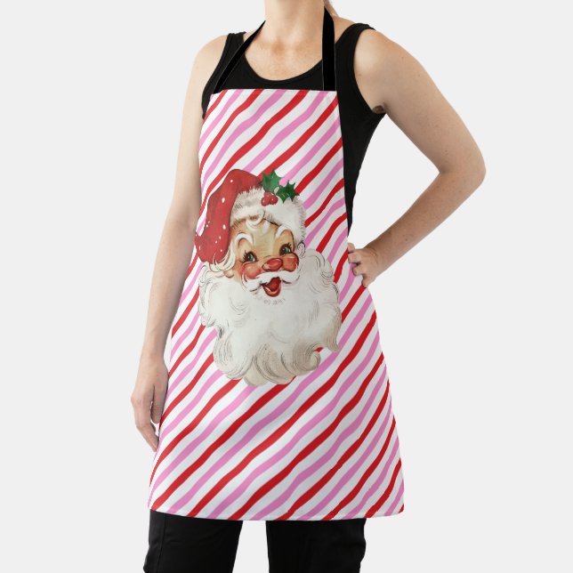 Tablier Festive Stripe Red Pink From Santa Gift (Insitu)