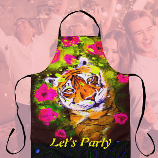 Tablier Fête Apron Tiger Faisons la fête sur tout l'imprim