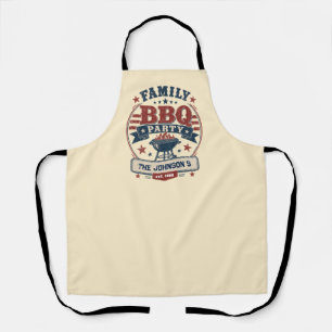 Tablier Fête de BBQ de famille américaine personnalisée 