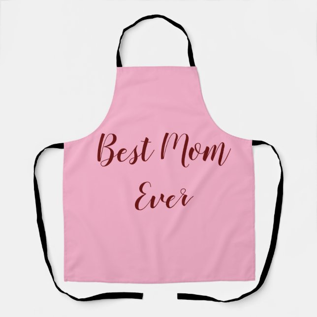 Tablier Fête de la mère rouge rose meilleure maman jamais  (Recto)