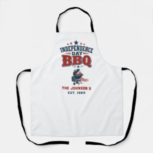 Tablier Fête de l'Indépendance personnalisée BBQ Famille