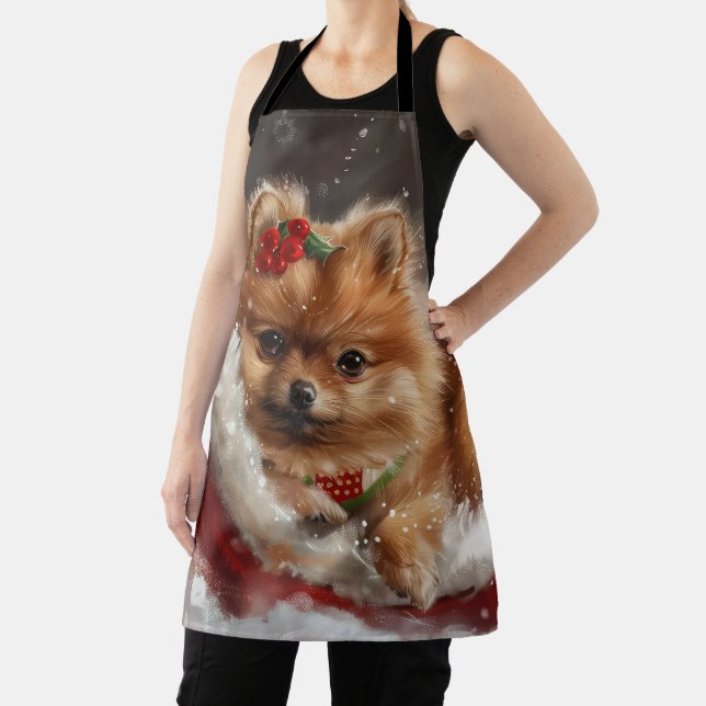 Tablier Fête de Noël de Chien de Poméranie (Insitu)