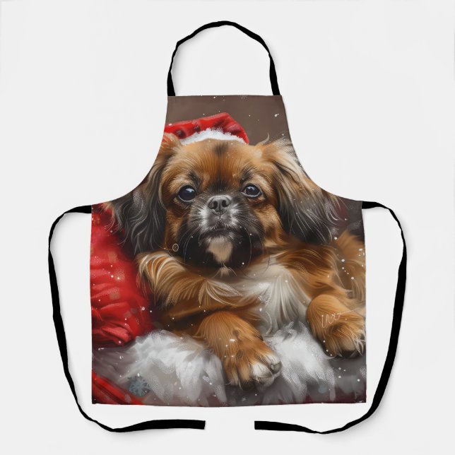 Tablier Fête de Noël de Chien Espagnol Tibétain (Recto)