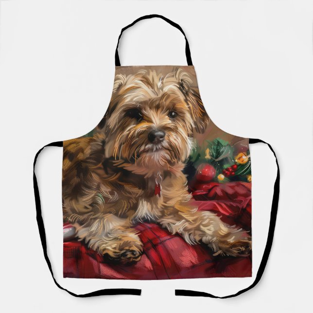 Tablier Fête de Noël de Chien Yorkipoo (Recto)