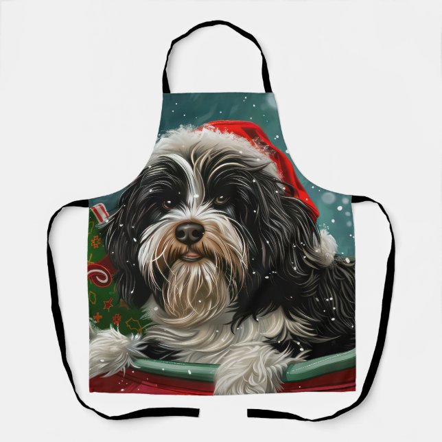 Tablier Fête de Noël du chien tibétain Terrier (Recto)