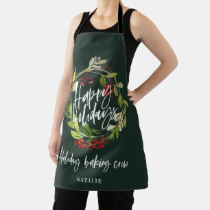 Tablier Fête de Noël du feuillage rouge et vert