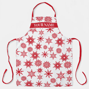 Tablier Fête de Noël Etoiles de neige blanches et rouges