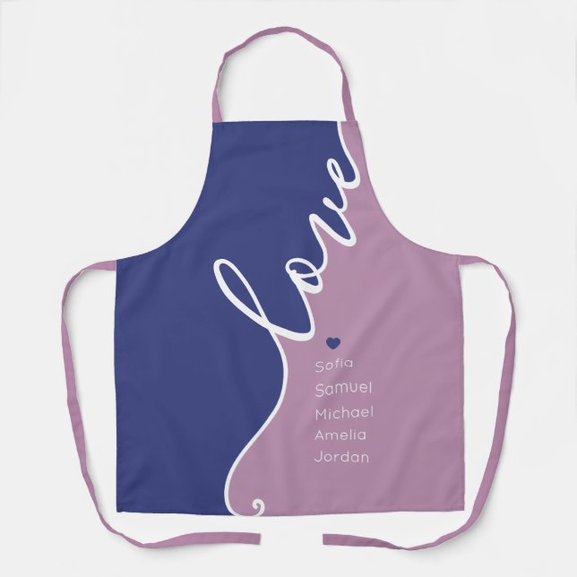 Tablier Fête des mères Aimer les noms personnalisés Apron (Recto)