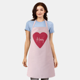 Tablier Fête des Mères - Cadeau Soft Rose & Red Heart -