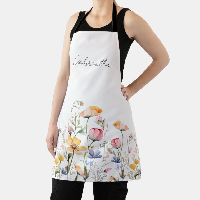 Tablier Fête des mères du Fleur sauvage de prairie aquarel (Insitu)