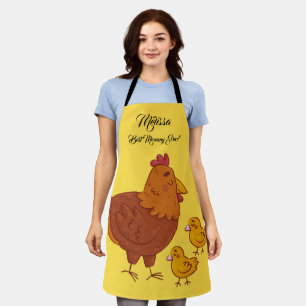 Tablier Fête des Mères mignonne Hen avec des poussins.
