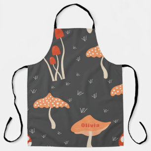 Tablier Fête des Mères moderne Orange Champignons Apron