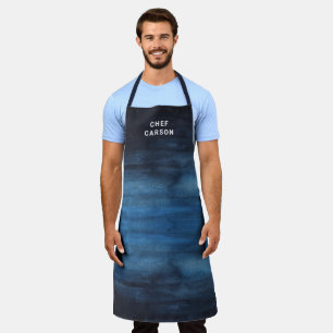 Tablier Fête des pères de nom de chef bleu marine personna