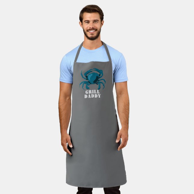 Tablier Fête des pères, Grill Papa Crabe Bleu (Porté)