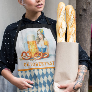Tablier Fête d'Oktoberfest avec bière et bretzels ai