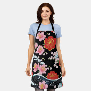 Tablier Fête Japon fleurs de cerisier Seigaiha Moderne Rét