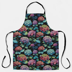 Tablier Feuillage d'hortensia rose et violet
