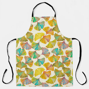 Tablier Feuille Gingko sur le sol motif sans couture. Aqua