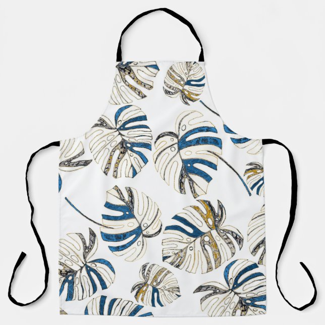 Tablier Feuille tropicale colorée, motif moderne. (Recto)
