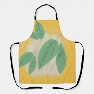 Tablier Feuilles Abstraites Verdure Illustration Jaune