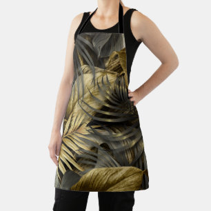 Tablier Feuilles Black Gold Tropical Palm