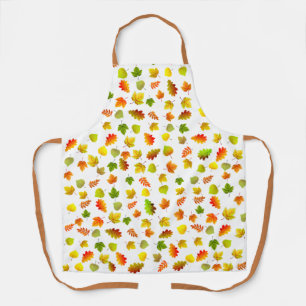 Tablier Feuilles d'automne colorées sur fond blanc