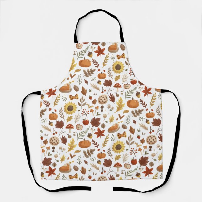 Tablier Feuilles d'automne et Citrouilles en Thanksgiving  (Recto)
