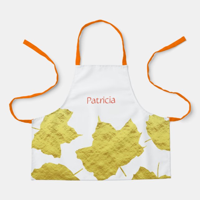Tablier Feuilles d'automne Gold Foil Automne Thankgiving N (Recto)