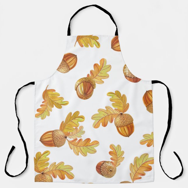 Tablier Feuilles de chêne d'automne : motif coloré. (Recto)
